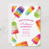 Rainbow Popsicle Summer Birthday Invitation Kaart (Voorkant)