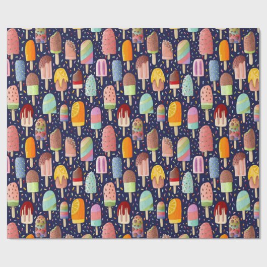 Rainbow Popsicles Wrapping Paper Roll Cadeaupapier (Vlak)