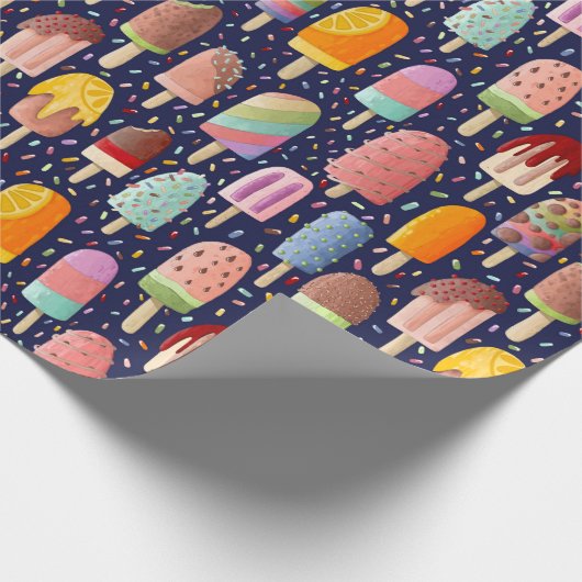 Rainbow Popsicles Wrapping Paper Roll Cadeaupapier (Hoek)