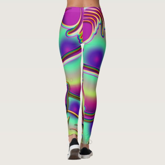Rainbow Posh Flower Flair Deviant Hipster Rave Leggings (Achterkant)