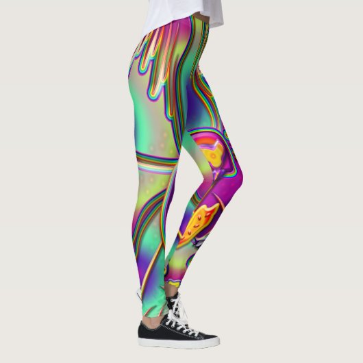Rainbow Posh Flower Flair Deviant Hipster Rave Leggings (Rechts)