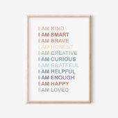 Rainbow Positive Affirmations for Kids Nursery Poster