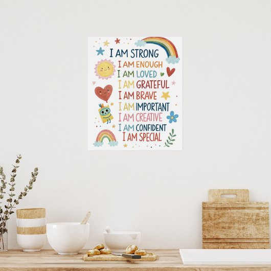 Rainbow Positive Affirmations Poster for Kids (Keuken)
