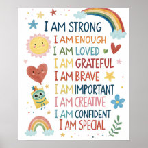 Rainbow Positive Affirmations Poster for Kids