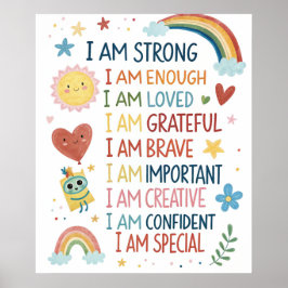 Rainbow Positive Affirmations Poster for Kids