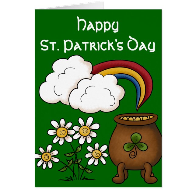 Rainbow Pot o'Gold Happy St. Patrick's Day Kaart (Voorkant)