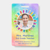 Rainbow Potloden Docent Foto ID Badge | School ID (Voorzijde)
