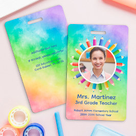 Rainbow Potloden Docent Foto ID Badge | School ID