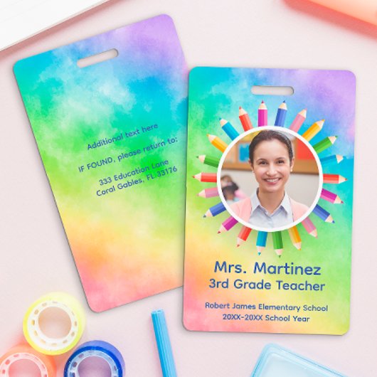 Rainbow Potloden Docent Foto ID Badge | School ID
