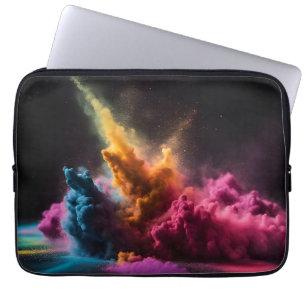 Rainbow Powder Blast op zwart Laptop Sleeve