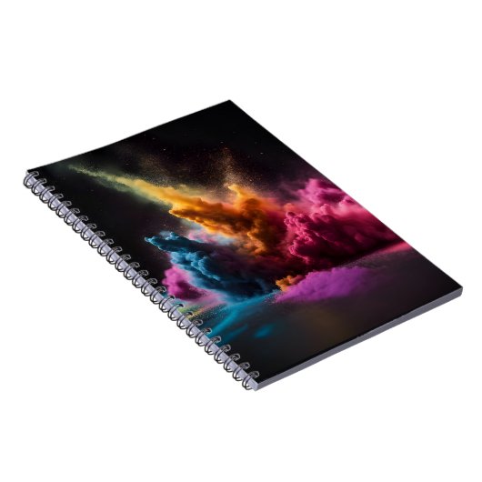 Rainbow Powder Blast op zwart Notitieboek (Rechterzijde)