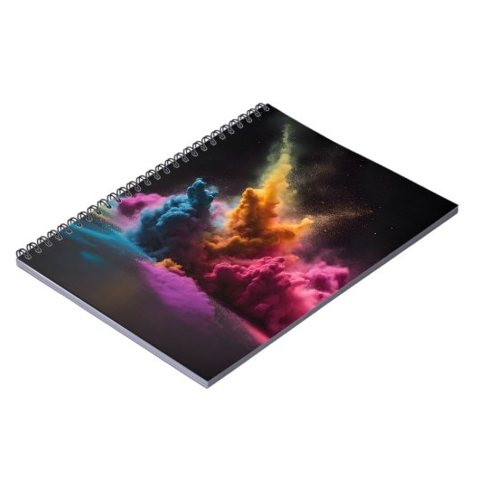 Rainbow Powder Blast op zwart Notitieboek (Linkerzijde)