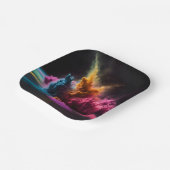 Rainbow Powder Blast op zwart Papieren Bordje (Gebogen)