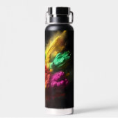 Rainbow Powder Blast op zwart Waterfles (Achterkant)