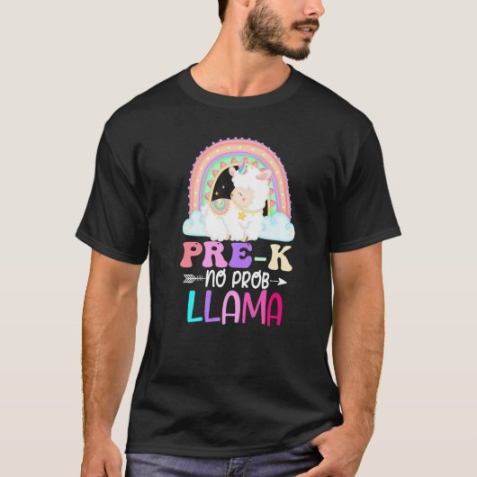 Rainbow Pre-K No Prob Llama 100th Day of School Pr T-shirt (Voorkant)
