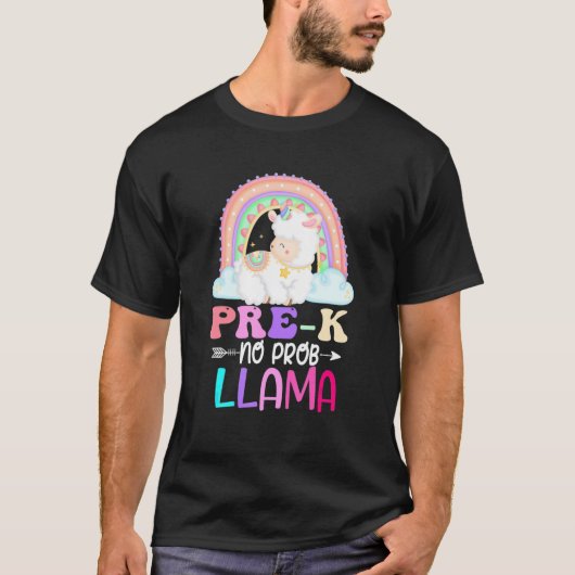 Rainbow Pre K No Prob Llama 100th Day Of School T-shirt (Voorkant)