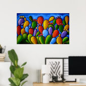 Rainbow Prickly Pear Cactus Art Poster (Thuiskantoor)