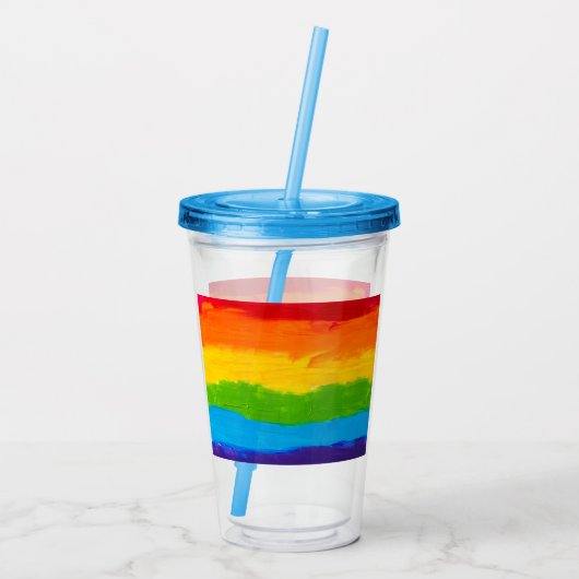 Rainbow Pride Acryl Tumbler – LGBT Homo Lesbisch Acryl Drinkbeker (Achterkant)