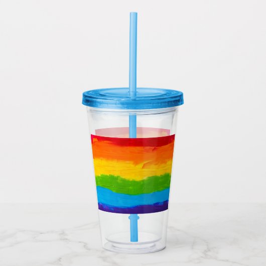 Rainbow Pride Acryl Tumbler – LGBT Homo Lesbisch Drinkbeker (Voorkant)