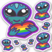 Rainbow Pride Alien-Stickers Sticker (Voorkant)