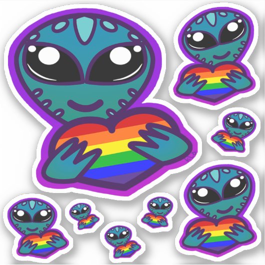 Rainbow Pride Alien-Stickers Sticker (Voorkant)