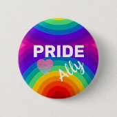 Rainbow Pride Ally met hart Ronde Button 5,7 Cm (Voorkant)