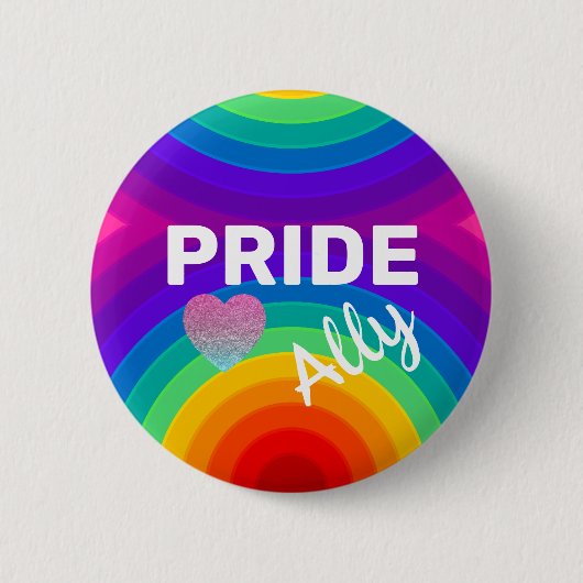 Rainbow Pride Ally met hart Ronde Button 5,7 Cm (Voorkant)