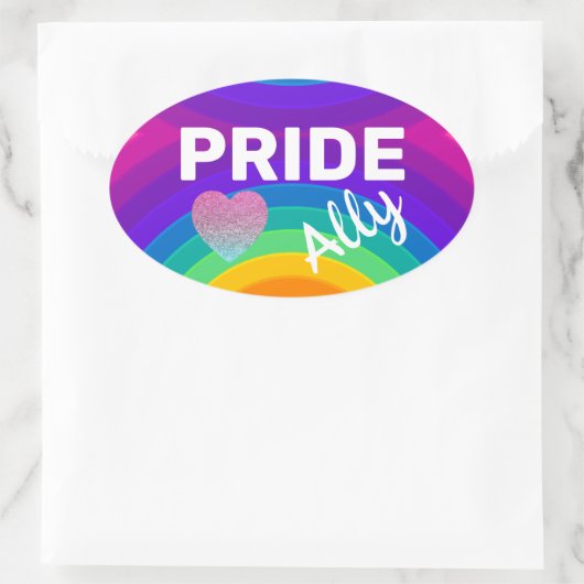 Rainbow Pride Ally Ovale Sticker (Tas)