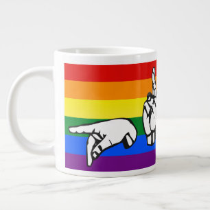 Rainbow Pride American Sign Language LGBT Grote Koffiekop