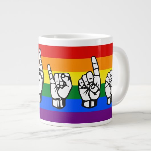 Rainbow Pride Amerikaanse gebarentaal LGBTQ+ Grote Koffiekop (Voorkant rechts)