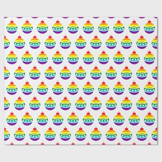 Rainbow Pride Bauble Ball Pattern LGBTQ Kerstmis Cadeaupapier (Vlak)