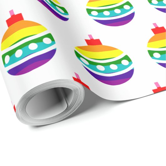 Rainbow Pride Bauble Ball Pattern LGBTQ Kerstmis Cadeaupapier (Rol Hoek)