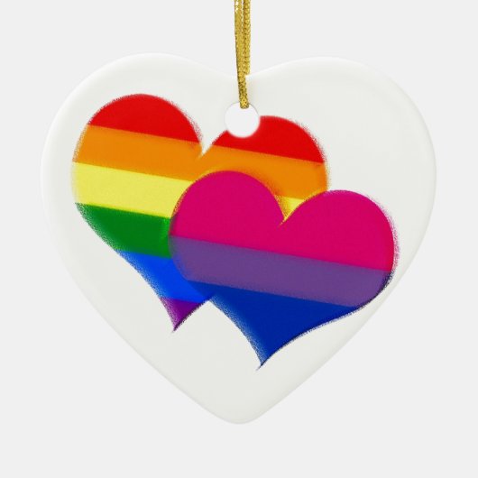 Rainbow pride bi pride harten keramisch ornament (Voorkant)
