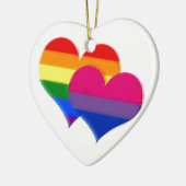 Rainbow pride bi pride harten keramisch ornament (Links)