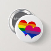 Rainbow pride bi pride harten ronde button 5,7 cm (Voorkant /achterkant)