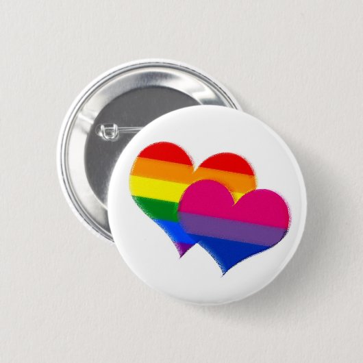 Rainbow pride bi pride harten ronde button 5,7 cm (Voorkant /achterkant)