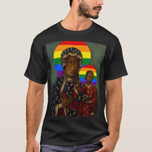 Rainbow Pride Black Madonna T-shirt (Voorkant)