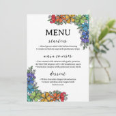 Rainbow Pride Bloemen LGBTQ Bruiloft Menu (Staand voorkant)