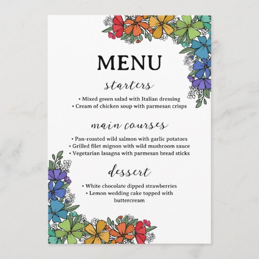 Rainbow Pride Bloemen LGBTQ Bruiloft Menu (Voorkant)
