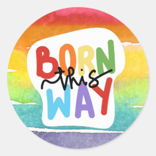 Rainbow Pride "Born this Way" Ronde Sticker