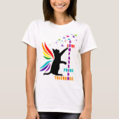 Rainbow Pride Cat and Butterfly Design T-Shirt (Voorkant)
