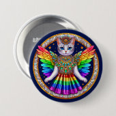 Rainbow Pride Cat Fairy Angel Party Badge Button (Voorkant /achterkant)