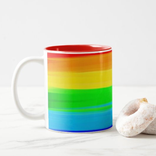 Rainbow Pride Coffee-Mok Tweekleurige Koffiemok (Met donut)