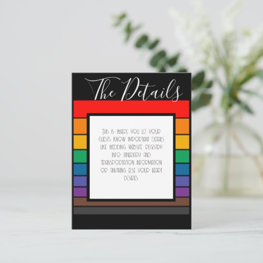 Rainbow Pride Color Block Stripe — Gegevens Briefkaart (Staand voorkant)