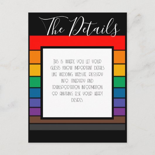Rainbow Pride Color Block Stripe — Gegevens Briefkaart (Voorkant)