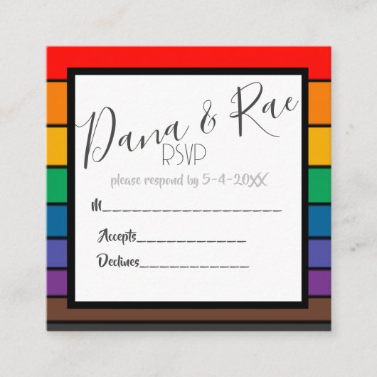 Rainbow Pride Color Block Stripes Informatiekaartje (Voorkant)