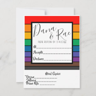 Rainbow Pride Color Block Stripes met Maaltijdkeuz RSVP Kaartje