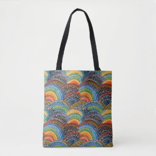 Rainbow pride dot art canvas tas