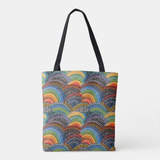 Rainbow pride dot art canvas tas (Achterkant)