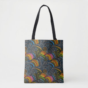 Rainbow pride dot art canvas tas